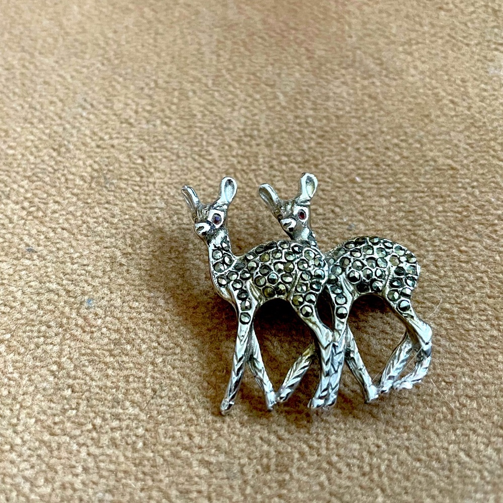 Vintage Marcasite Deer Brooch